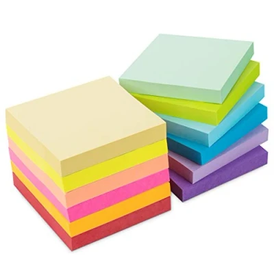 Afbeelding van Agoer 12 sticky notities, zelfklevende 1200 super 76 x mm, kleurrijke memo pads voor school, thuis, kantoor