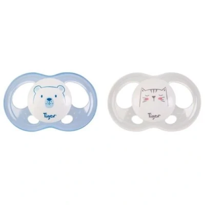 Image de TIGEX 2 Sucettes Soft Touch Silicone Taille 18m+ Ourson Chat