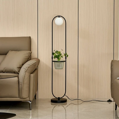Afbeelding van Lindby vloerlamp 1licht ijzer, glas H: 122 cm G9 zwart, opaal