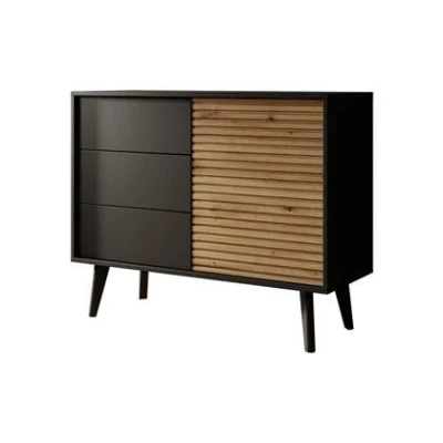 Afbeelding van Meubella Dressoir Palladium Eiken Zwart 104 cm