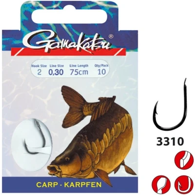 Afbeelding van Gamakatsu Onderlijnen Carp haak 3310F 60cm (10 pcs) Maat : 8 0.25mm