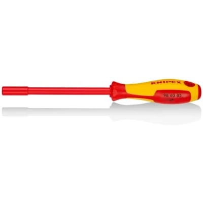 Afbeelding van KNIPEX 98 03 05 dopsleutel met schroevendraaiergreep bi materiaal isolatiegreep, VDE gecertificeerd, gebruind, 230 mm