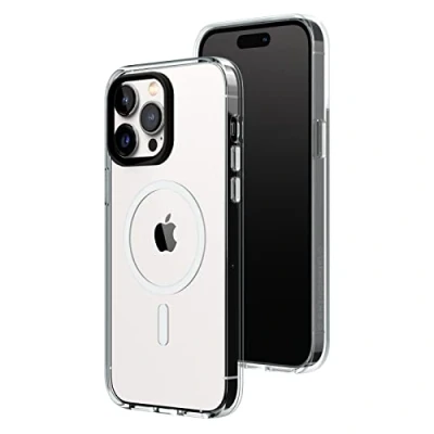 Afbeelding van RHINOSHIELD Transparante hoes compatibel met Magsafe voor [iPhone 14 Pro Max] Superieure magnetische sterkte, hoge transparantie en vergeelt niet. Aanpasbaar zwart Contour fotolenzen