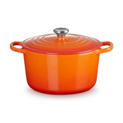 Afbeelding van Le Creuset Stoofpan Signature Rond Hoog 24cm Oranjerood