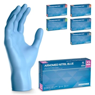 Afbeelding van Arnomed nitril handschoenen maat XS, blauwe handschoen, 100 stuks/doos, wegwerp latexvrije &amp; poedervrije handschoenen, keuken mechanische in