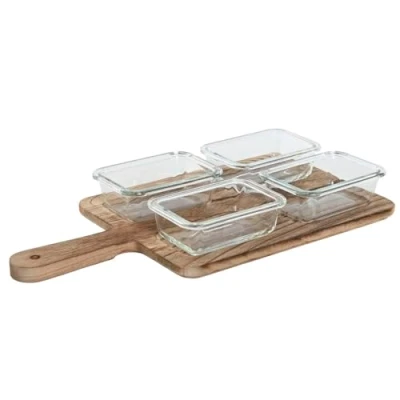 Afbeelding van Snackdienblad Home ESPRIT Natuurlijk 350 ml 39,5 x 20 5 cm