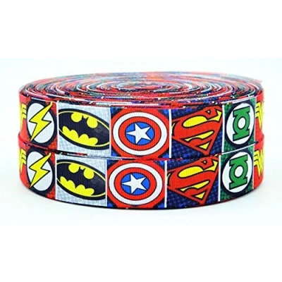 Afbeelding van 2 m x 25 mm MARVEL AVENGERS SUPER HERO GROSGRAIN RIBBON VOOR CAKE&#039;S BIRTHDAY CAKES GIFT WRAP WRAPPING CRAFT by Pimp My Shoes