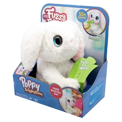 Afbeelding van Joy Toy My Fuzzy Friends interactief knuffeldier konijn in geschenkverpakking, meerkleurig, 22,7 x 13,5 25,4 cm