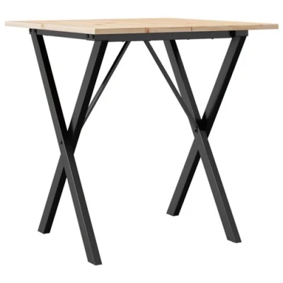 Afbeelding van vidaXL Eettafel X frame 70x70x75 cm massief grenenhout en gietijzer
