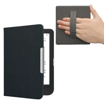 Afbeelding van kwmobile flip cover geschikt voor Kobo Clara BW / Colour Case met magnetische sluiting en handvat Hoes e reader in donkerblauw design