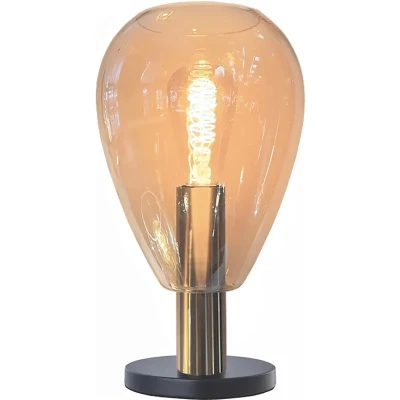 Afbeelding van Tafellamp Dorato Zwart Goud Glas Amber