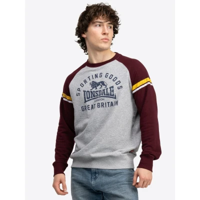 Afbeelding van Lonsdale Rundhals Normale Passform Bregis Sweater, Heren, Maat: Medium, Marl grey oxblood navy