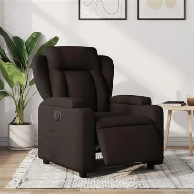 Afbeelding van vidaXL Fauteuil verstelbaar elektrisch stof donkerbruin