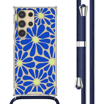 Afbeelding van iMoshion Hoesje Geschikt voor Samsung Galaxy S24 Ultra met Koord Design Meerkleurig / Cobalt Blue Flowers Connect