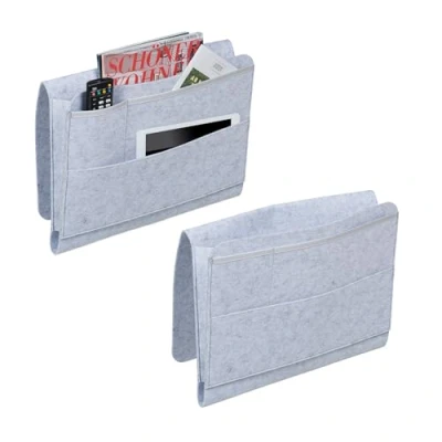 Afbeelding van Relaxdays Bed organizer vilt set van 2 bedside pocket bank opberger