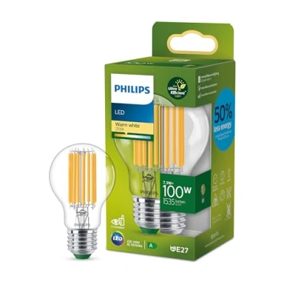 Afbeelding van Philips Ultra Efficient LED lamp Transparant 100 W E27 Warmwit licht