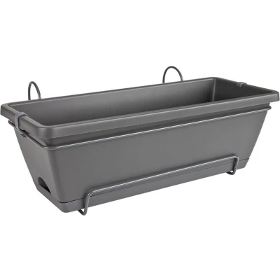Afbeelding van Elho Barcelona Allin1 50 Balkonbakken met Ophanging 100% Gerecycled Plastic L49.5 x B27.5 H18.5 cm Antraciet