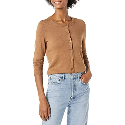 Image de Amazon Essentials Gilet Col Rond Léger (Grandes Tailles Disponibles) Women&#039;s, Fauve Foncé, S