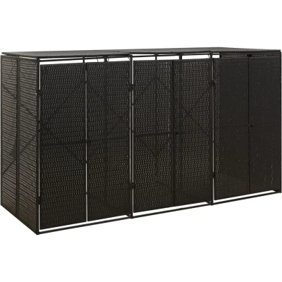Afbeelding van Containerberging driedubbel 207x80x117 cm poly rattan zwart