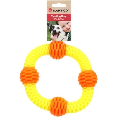 Afbeelding van Flamingo hondenspeeltje Lipa ring met ballen Ø19x4.9cm