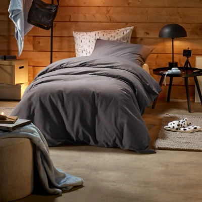 Afbeelding van De Witte Lietaer Dekbedovertrek Laura Ebony Eenpersoons 140 x 200/220 cm Katoen Flanel
