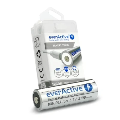 Afbeelding van everActive EV18500 21M Li ion batterij 3,7 V 2100 mAh met USB C PCM beveiligingscircuit voorgeladen tot max. 30% 1 stuk