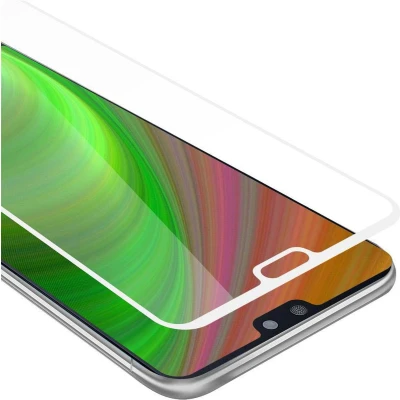 Afbeelding van Cadorabo Screenprotector geschikt voor Huawei P20 Volledig scherm pantserfolie Beschermfolie in TRANSPARANT met WIT Gehard (Tempered) display beschermglas 9H hardheid 3D Touch