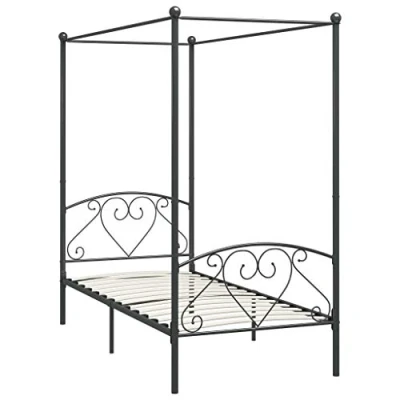 Image de vidaXL Cadre de lit à baldaquin sans matelas gris métal 90x200 cm284440