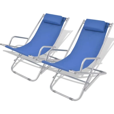 Afbeelding van Terrasstoelen verstelbaar 2 st staal blauw