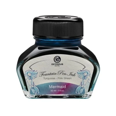 Afbeelding van Octopus Fluids Mermaid Sheen Ink Vulpen inkt in inktpot, inkt, petrol blauw, 30 ml