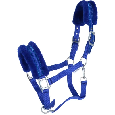 Afbeelding van HKM Nylonhalster Glitter Polarfleece Voering Kblauw Pony