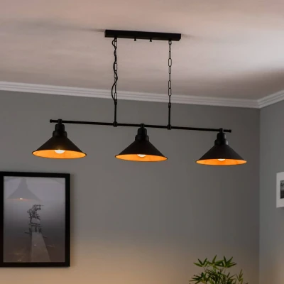 Afbeelding van Hanglamp Sivani MR 835 3 lamps lineair zwart/goud
