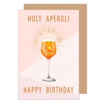 Afbeelding van Edition Seidel (G3566 SW024) Verjaardagskaart &quot;Holy Aperoli Happy Birthday&quot; voor dames en heren, drankkaart, oranje