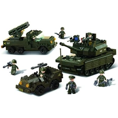 Image de Sluban m38 b6800 jeu de construction army set char + lance roquettes jeep