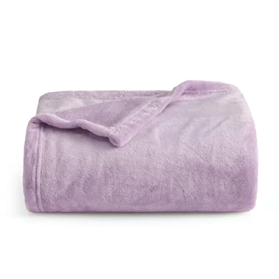 Afbeelding van BEDSURE Knuffeldeken, pluizige deken, fleece deken voor in de woonkamer, sofa, warm, winter, zacht, op bank, zitbank, 130 x 150 cm, lila