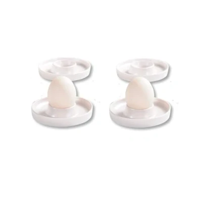 Afbeelding van Kesper Set van 4 eierdopjes, materiaal: Ø 10 x H 2 cm, melamine, afmetingen: kleur: wit. De ideale ontbijtmetgezel