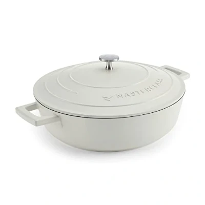 Afbeelding van MasterClass Ondiepe braadpan met deksel, bakplaat in de oven op tafel, ultralichte braadpan, optimale warmtegeleiding, 4 l, crème