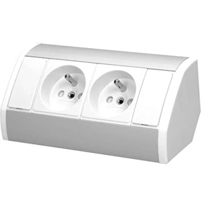 Afbeelding van ORNO GM 9005/W G Stekkerdoos, hoekstopcontact, ideaal voor keuken, kantoor en werkblad, 45 graden opbouwmontage, 3680 W