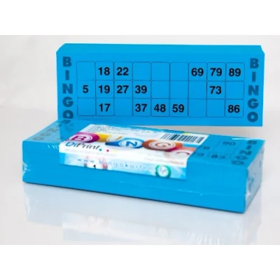 Afbeelding van DiPrint 200 grote bedrukte bingokaarten voor senioren systeem 15 van 90 blauw