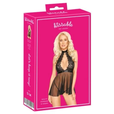 Afbeelding van Sexy Babydoll Met Kant En Bijpassende String Zwart