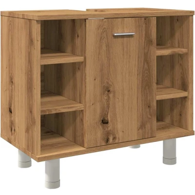 Afbeelding van Badkamerkast 60x32x53,5 cm bewerkt hout artisanaal eikenkleur