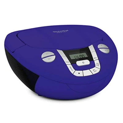 Afbeelding van TechniSat Viola cd 1 Draagbare stereo speler, boombox met praktische handgreep (cd radio, FM radio tuner, bluetooth ontvangst, 2 x W RMS vermogen, netvoeding en batterij), blauw