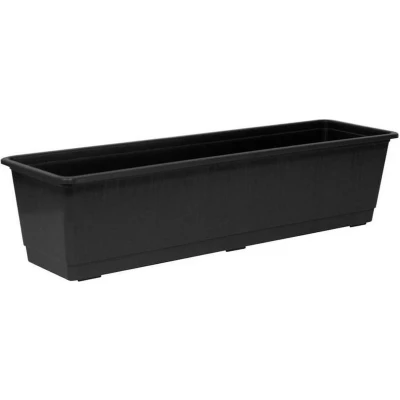 Afbeelding van Plantenbak antraciet grijs rechthoekig 60 x 17,5 14,5 cm Bloembakken/plantenbakken voor binnen/buiten