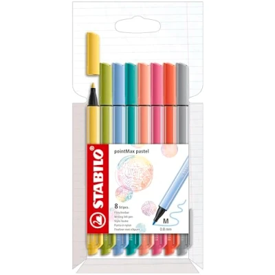 Image de STABILO Lot de 8 feutres fins pointMax couleurs pastel Avec différentes