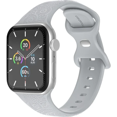 Afbeelding van imoshion Gegraveerd siliconen bandje Geschikt voor Apple Watch 1, 2, 3, 4, 5, 6, 7, 8, 9, 10, SE, Ultra (2) 44/45/46/49 mm Grijs One Size