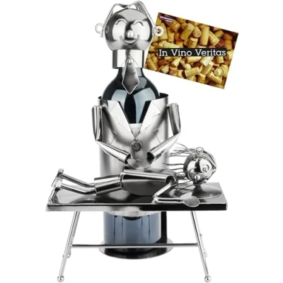 Afbeelding van BRUBAKER Wijnfleshouder Fysiotherapeut Metalen Flessenhouder Fysiotherapie Wijncadeau voor Masseurs en Fysiotherapeuten Fleshouder Sculptuur Inclusief Cadeaukaart