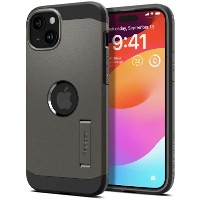 Afbeelding van Spigen Tough Armor MagFit hoesje geschikt voor iPhone 15 Grijs