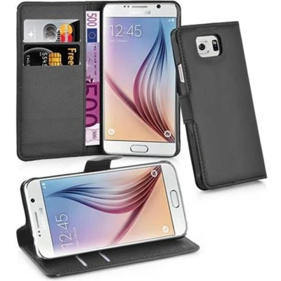 Afbeelding van Cadorabo Hoesje geschikt voor Samsung Galaxy S6 in PHANTOM ZWART Beschermhoes met magnetische sluiting, standfunctie en kaartvakje Book Case Cover Etui