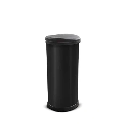 Afbeelding van Curver One Touch Deco Black Metal Effect keukenafvalemmer, 70% gerecycled, 40 liter