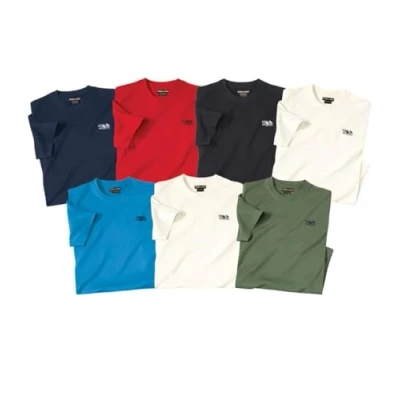 Afbeelding van ATLAS FOR MEN Set van 7 T shirts met korte mouwen verkrijgbaar in grote maten M tot 5XL, Kaki, rood, ecru, blauw, zwart, nachtblauw